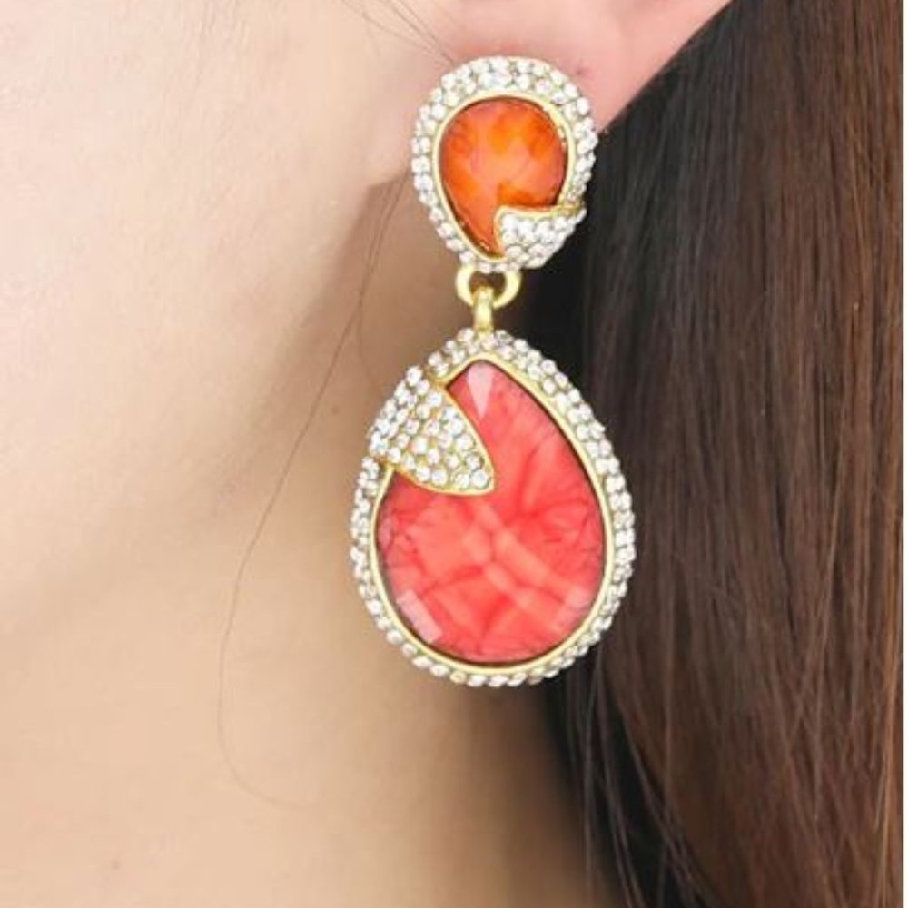 Amrita Singh Coral and Fuschia Pave Riverside Earring - New with tags as4 - Picture 4 of 6